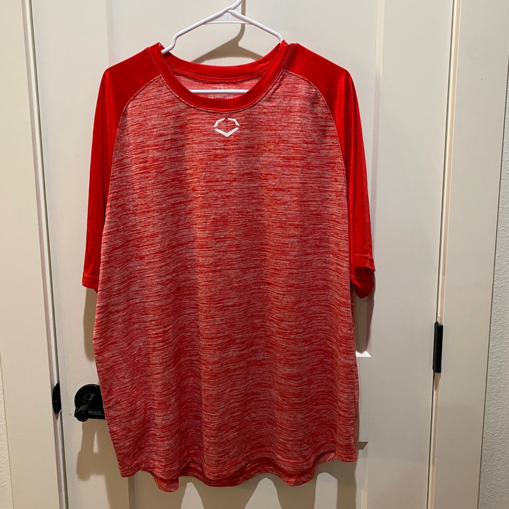 Evoshield Men's Heather/Red Dri-fit Short Sleeve Shirt.‎ 2XL. Polyester